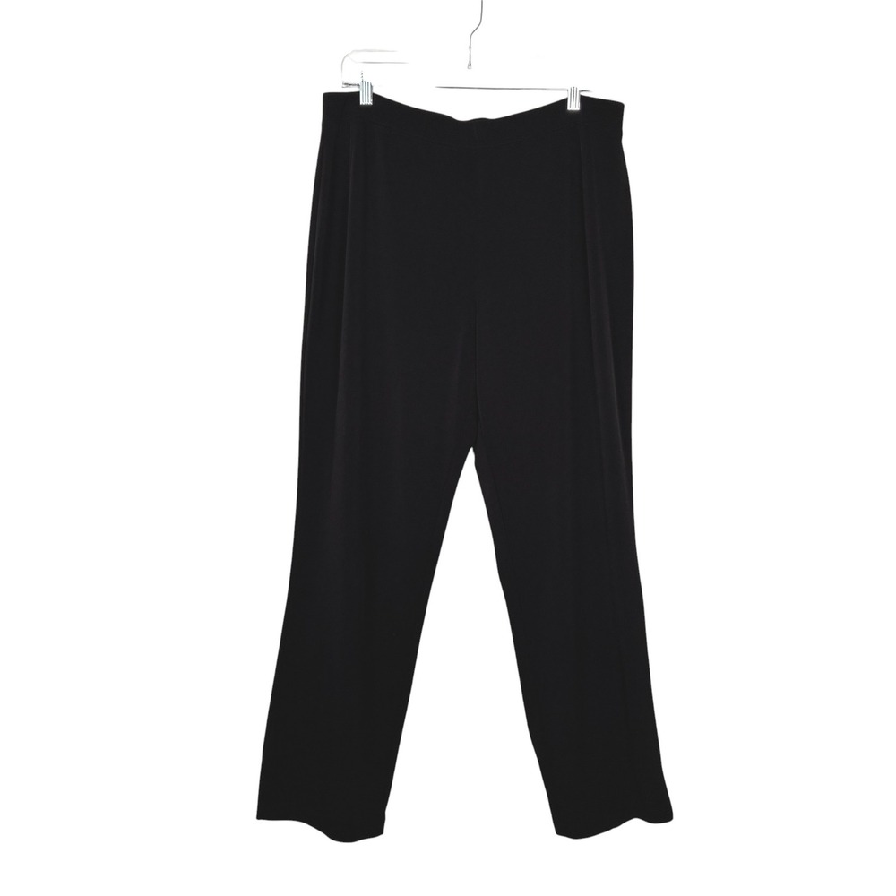 Susan Graver Womens Liquid Knit Pull On Wide Leg Pant Size L Black Office Career